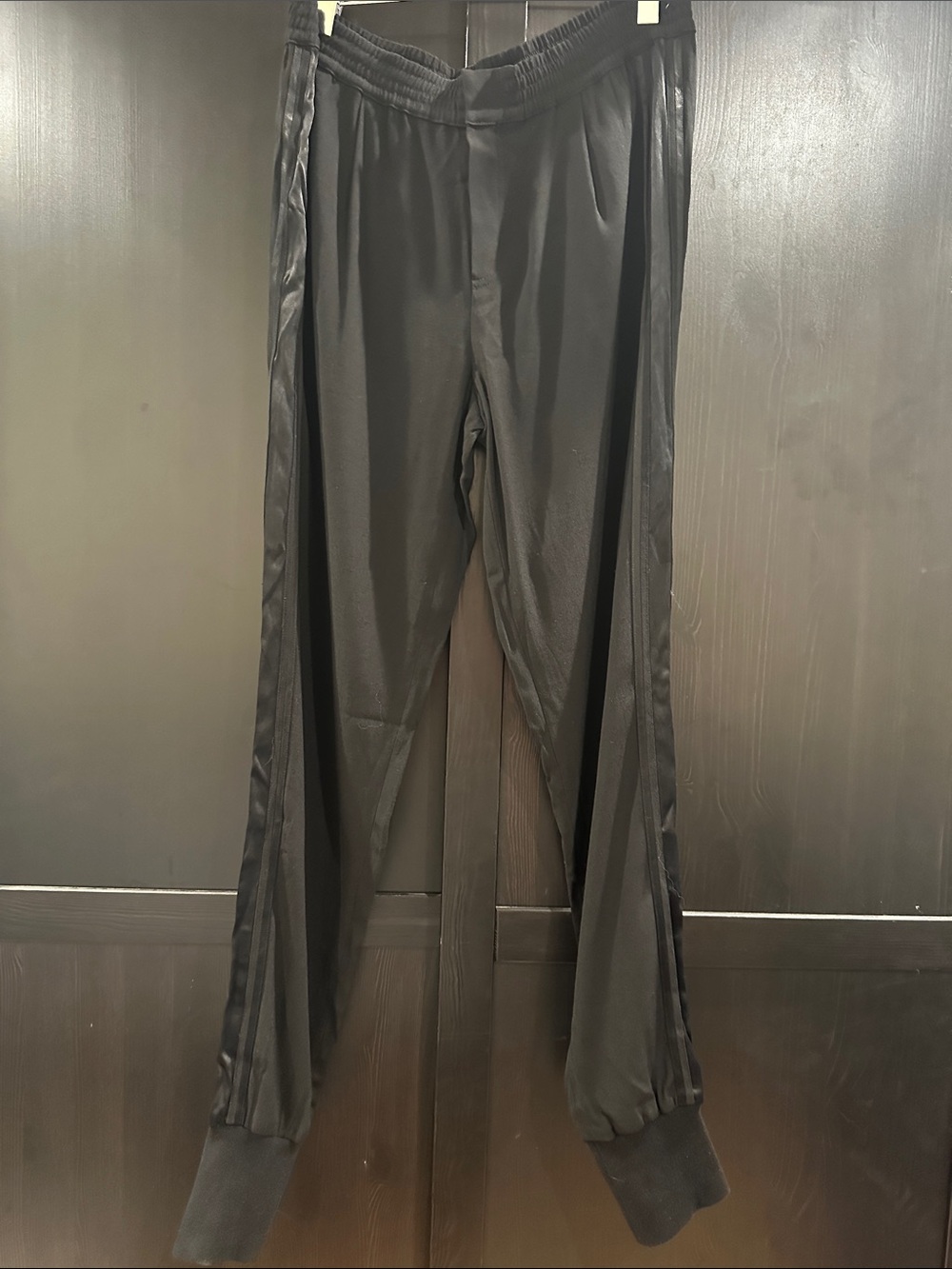 Vince Black Satin-Trim Track Joggers